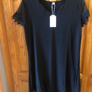 NEW with TAGS! Black Knee Length Dress w/ Laced Sleeves-Women’s Medium